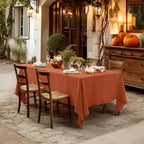 Linen World Fall Linen Tablecloth 90" x 90" Inch,French Linen Washable Rectangular Table Cloth for Dining,Outdoor,Weddings and Restaurants,Decorative Thanksgiving Christmas,Burnt Orange - Image 4