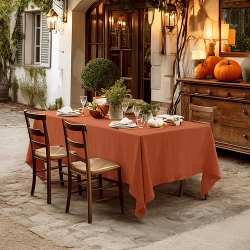 Linen World Fall Linen Tablecloth 120" x 60" Inch,French Linen Washable Rectangular Table Cloth for Dining,Outdoor,Weddings and Restaurants,Decorative Thanksgiving Christmas,Burnt Orange - Image 4