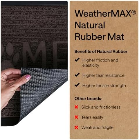 GORILLA GRIP WeatherMAX Door Mat, Indoor Outdoor, 47x35 Dark Brown Home Paw - Image 6