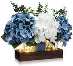 Suncalla 3 Pcs Blue White Artificial Hydrangea Mason Jar Table Centerpiece by Unknown