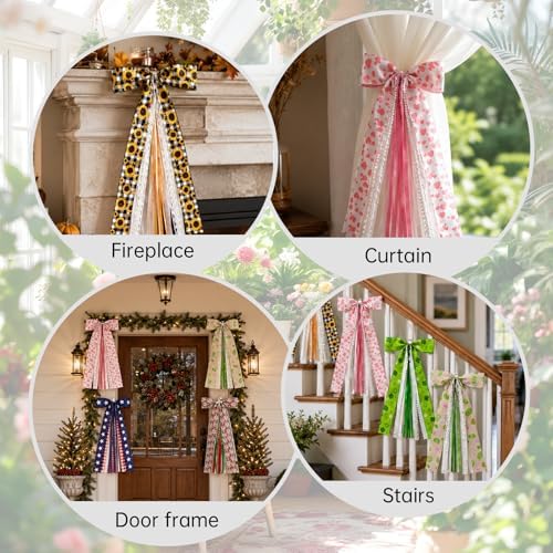 8 Pcs Large Door Ribbons Bow 25in Wreath Sash for Wall, Decor for Home - Image 3