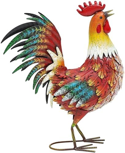 Metal Rooster Yard Decor, 21" Outdoor Garden Statues for Patio - Image 2