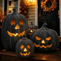 Halloween Decor - Handmade Terracotta Pumpkin Jack O' Lantern (Medium) by Unknown