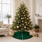 DarkGreen Velvet Christmas Tree Skirt with Ruffled Edge&Pearls,60" - Image 4
