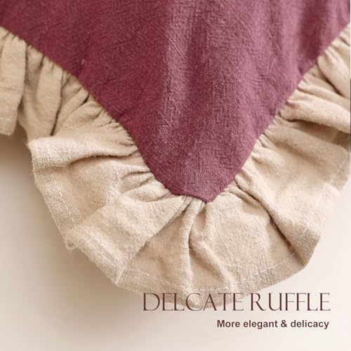patdrea Vintage Red Linen Throw Pillow Covers,Set of 2,22"x22"-Kubum - Image 6