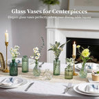 Glasseam Glass Bud Vases for Centerpieces, 10Pcs Green Small Flower Vase Set - Image 6