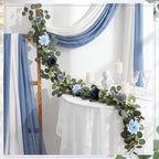6 Pack Blue Eucalyptus Flower Garland Total 35.4 ft - Image 5