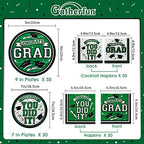Gatherfun Graduation Party Supplies Dinnerware Set green Disposable dinner paper plates dessert paper plates and Napkins for Congrats Grad Party Decorations, Serve 50 - Image 2