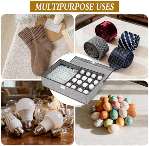 2 Pcs Light Bulb Organizer Storage Box Ornament Light Bulb Storage with 17 Dividers Fits Various Standard Bulbs Dustproof Fabric Case for Home - Image 5