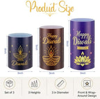 Blosssound 3 Pack Diwali Gifts Glass Flameless Candles Battery Operated - Image 2