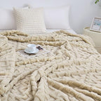 Aganear Fleece Throw Blanket for Bed Couch 90"x90" Khaki - Image 6