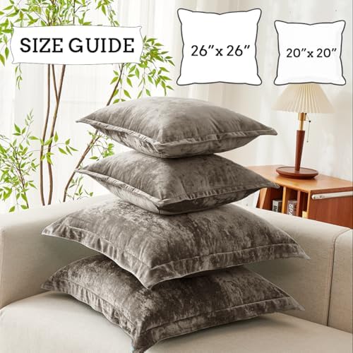 Luxurious Velvet Throw Pillow Covers 20x20 Set of 2 Decorative Pillow Covers Solid Square Cushion Case for Sofa Couch Bedroom Farmhouse, Brown - Image 5
