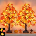2 Pack 24 Inch Maple Tree Fall Thanksgiving Table Decorations with 48LED Battery Operated Lighted Tabletop Artificial Tree with Pumpkin Acorn Maple Fall Decor Thanksgiving Centerpieces Indoor for Home by Unknown