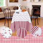 Red Ruffle Tablecloth Plaid Table Cloth - 90 x 132 Inch Waterproof Tablecloths Rectangle Washable Polyester Red bow Table Cover for Birthday Wedding Dinner Picnic Mother's Day Party Decoration - Image 4