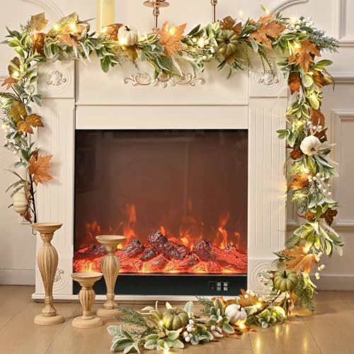 Waipfaru Fall Decor, Fall Garland for Mantle, Autumn Garland with Lights by Waipfaru