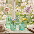 15Pcs Assorted Vintage Bud Vases, Colorful Glass Small Vases Bulk - Image 6