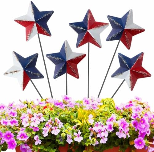 Pickmesh 6 Pcs 12 In 4th of July Outddoor Decor Patriotic Star Yard Stakes by Pickmesh