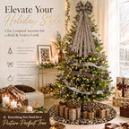 Sosation 29 Pcs Wild Glam Christmas Tree Decor Set, Including 24 Leopard Christmas Balls, 1 Leopard Print Tree Skirt, 1 Wild Bow Topper, 3 Ribbon Rolls for Farmhouse Party - Image 2