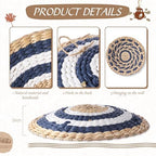 15 Pcs Boho Rattan Wall Baskets Hanging Decor, Blue Style - Image 5