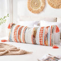 NUYECY Chenille and Cotton Long Pillow for Bed, Striped Textured Boho Lumbar Throw Pillow Cover 16x36, Neutral Accent Decorative Extra Long Body Pillow Case for Couch, Sofa, Bedroom, Red by NUYECY