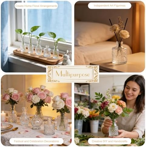 Petal Petite Small Clear Glass Bud Vase Set of 24 for Wedding Centerpieces - Image 6