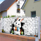 16x7 ft Peeking Easter Bunny Banner for Two Car Garage - Fits Double Garage Door, Whimsical Bunny Behind Wall with Eggs Large Backdrop, Spring Yard Sign & Photography Background - Image 7
