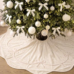 Foilswirl 48 Inch Ivory Velvet Christmas Tree Skirt, Scallop Dedge by Foilswirl