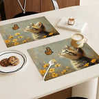 Cat Flower Spring Placemats Set of 6, 12x18 Inch Cat Floral Summer Table Place Mat Animal Washable Non-Slip Heat Resistant Fabric Placement Mats for Party Dining Kitchen Indoor Outdoor Decor - Image 2