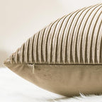 YCOLL Khaki Pillow Covers 24x24 Set of 2 Velvet Striped Pattern - Soft Throw Pillows for Home Decor, Luxury Decorative Pillow Covers for Couch, Bed,Living Room - Image 2
