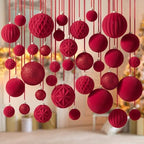 36 Pcs Christmas Balls Ornaments for Ceiling, Wine Red Velvet by Relaxgiant