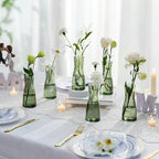 Glasseam Glass Bud Vases for Centerpieces: Clear Flower Vase Set of 12 Modern Small Vases for Flowers Minimalist Cute Decorative Vases for Decor Wedding Table Dining Room Decoration Green - Image 2