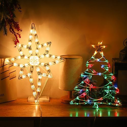2 Pack Christmas Window Lighted Decorations,Christmas Window Silhouette Lights,Double Side Sign Lamp for Holiday Indoor Wall Door Glass Decorations,Polaris,Tree - Image 5