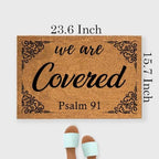 Funny The Entrance Way Outside Personalized Rug with Heavy-Duty Non Slip Outdoor Coconut Coir Doormat Pets Lover Gift 23.6 x 15.7 inch (We are Covered Psalm 91 Religious) - Image 2