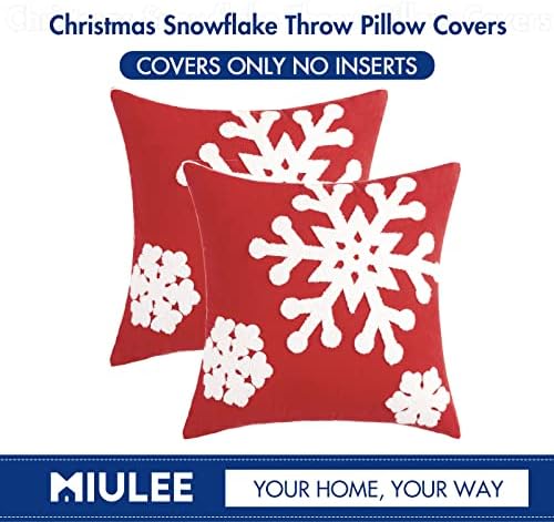 MIULEE Christmas Throw Pillow Covers Red Decorative Snowflake 18x18 - Image 6