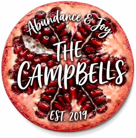 Personalized Family Name Sign, Custom Faux Pomegranate Slice Wall Decor, "Abundance & Joy" Kitchen Plaque, Flat MDF Board with Realistic 3D Fruit Print (Not Real Texture), Vibrant Housewarming Gift by AydansUniqueFinds