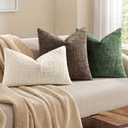 decorUhome Textured Chenille Throw Pillow Covers 18x18 Set of 2 Taupe - Image 7