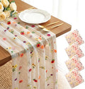4 Pack Embroidery Floral Table Runner Rustic Spring Summer Wildflower Tulle Table Runner Vintage Flower Tabletop Runners Decoration for Home Wedding Party, 108 x 25 inch (Multicolor Flowers) by VAIPI