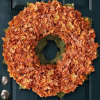 21" Fall Artificial Hydrangea Flower Wreath for Front Door Decor(Orange) by Juxdp