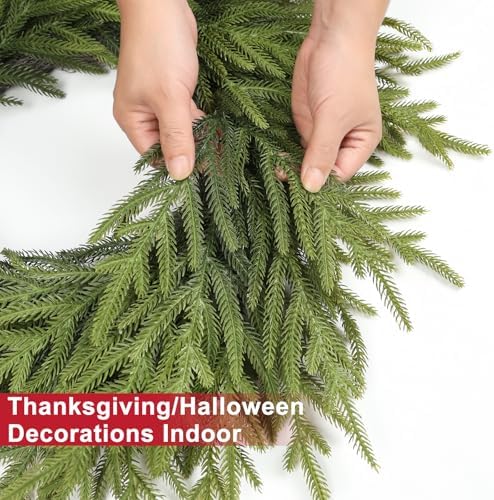 26 Inch Realistic Christmas Wreath, Soft Bendable Christmas Wreaths for Front Door,Winter Wreaths for Front Door, Outdoor Christmas Wreath for Wall Windows,Christmas Thanksgiving Decorations Indoor - Image 5
