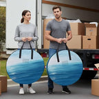 Blue Ocean Round Storage Bag 24 Inch, Ocean Water Scenery Summer Clothes Storage Container with Handles Heavy Duty Organizer for Comforter, Bedding & Holiday Wreaths - Image 4