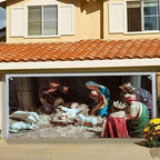 Christmas Garage Door Banner 7x8 ft, Merry Christmas Holiday Banner Garage Door Cover Nativity Large Murals Decoration Indoor Outdoor Christmas Holiday Decoration, Nacimiento de Jesus para Navidad,H - Image 2