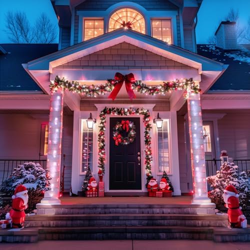 JMEXSUSS 400 LED Red and White Christmas Lights Outdoor with Remote - Image 3