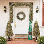 Glitzhome 42" H Wooden Welcome Christmas Tree Porch Sign with Berries Wreath Vertical Porch Sign in Xmas Tree Shape Farmhouse Hanging Sign Decorations for Front Door Wall Display - Image 7