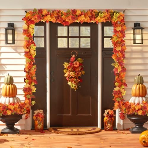 RECUTMS 6 Pcs Fall Maple Leaves Garland for Table Centerpieces Decorations - Image 5