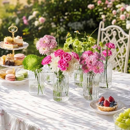 Glass Bud Vases Set of 20, 4.7 Inch Clear Ribbed Bud Vases for Centerpieces - Image 6