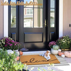2 Pcs Summer Door Mat, Coco Coir Welcome Doormat with Black and White Striped Mats, Extra Thick & Non-Slip Backing for Farmhouse Front Porch Entryway, Seasonal Layered Porch Décor Floor Mat (Welcome) - Image 3