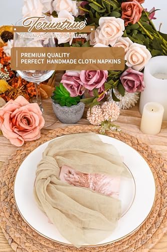 100 Pieces Cloth Napkins Beige Dinner Cheesecloth Napkins for Wedding,Wrinkled Cloth Napkins Bulk for Home Party Rustic Table Decoration, 17 x 17 Inch - Image 5