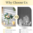 Hewory Glass Hurricane Candle Holder, 6Pcs Black Rectangle Flower Holders - Image 6