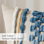 ANRODUO Boho Decorative Throw Pillow Covers Sky Blue Stripe 20x20 Pack of 2 - Image 6