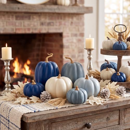 RattanView 7 Pcs Fall Pumpkins Decor, Resin Thanksgiving Table Centerpiece - Image 6